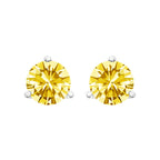 14K White Gold 3-Prong Martini Set 1.0 Cttw Yellow Lab Grown Diamond Solitaire Stud Earrings