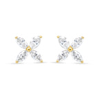 14K White Gold 1/2 Cttw Marquise Diamond 8 Stone Floral Leaf Stud Earrings (H-I Color, SI1-SI2 Clarity)