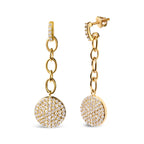 18K Yellow Gold Plated .925 Sterling Silver 1.0 Cttw Diamond Composite Cluster Dangle Chain Earrings (I-J Color, I1-I2 Clarity)