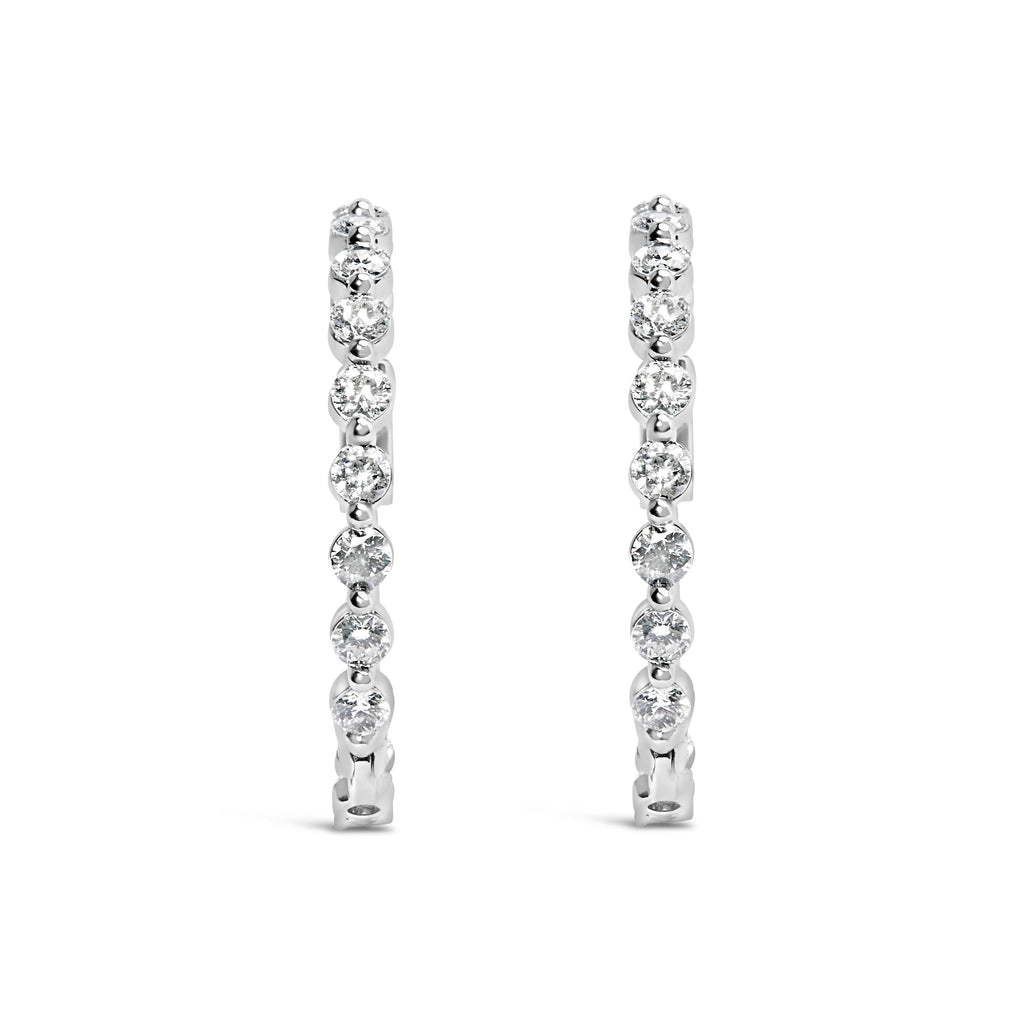 14K White Gold 5.00 Cttw Lab Grown Diamond Inside-Out Hoop Earrings