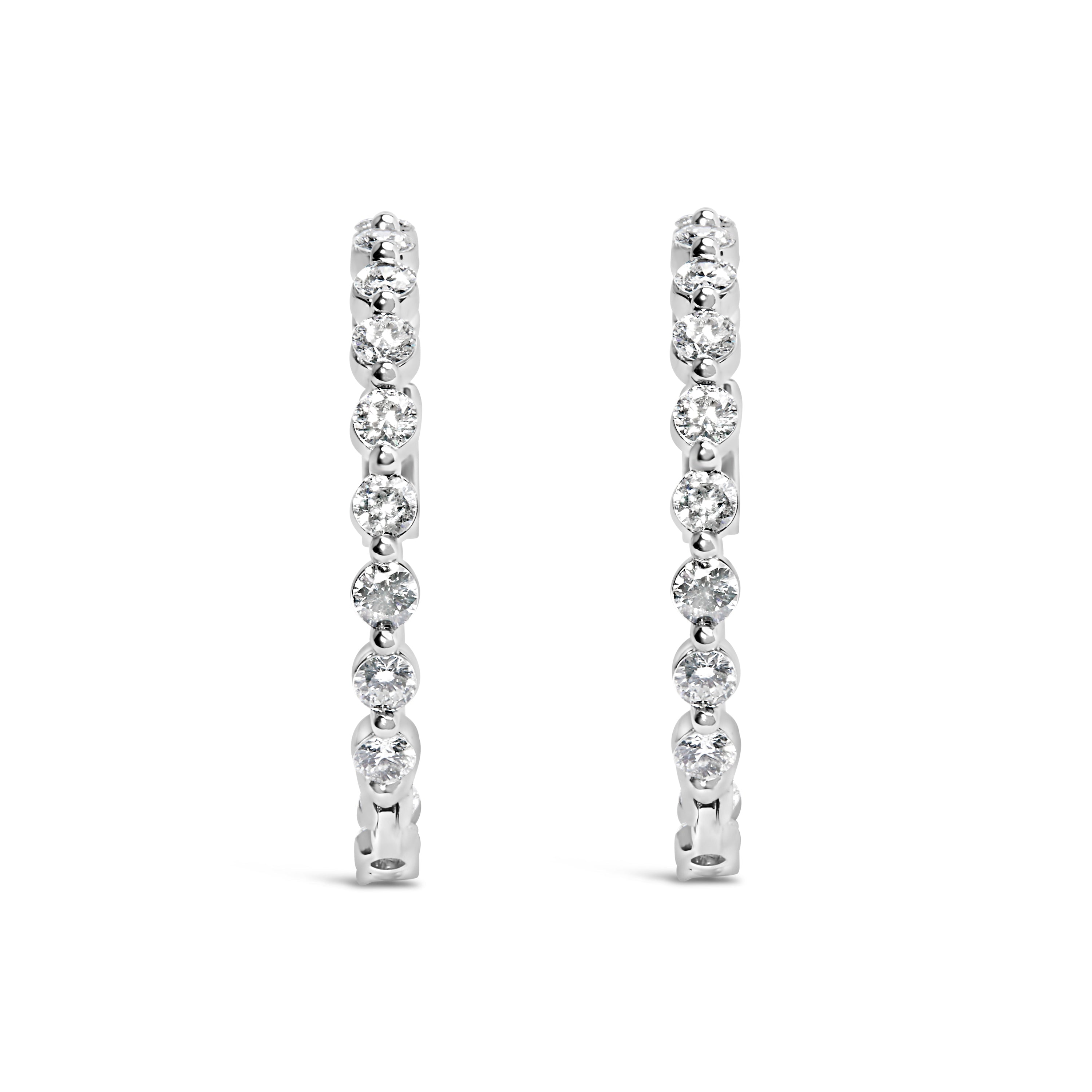 14K White Gold 5.00 Cttw Lab Grown Diamond Inside-Out Hoop Earrings