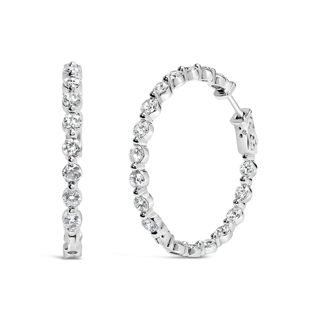 14K White Gold 5.00 Cttw Lab Grown Diamond Inside-Out Hoop Earrings