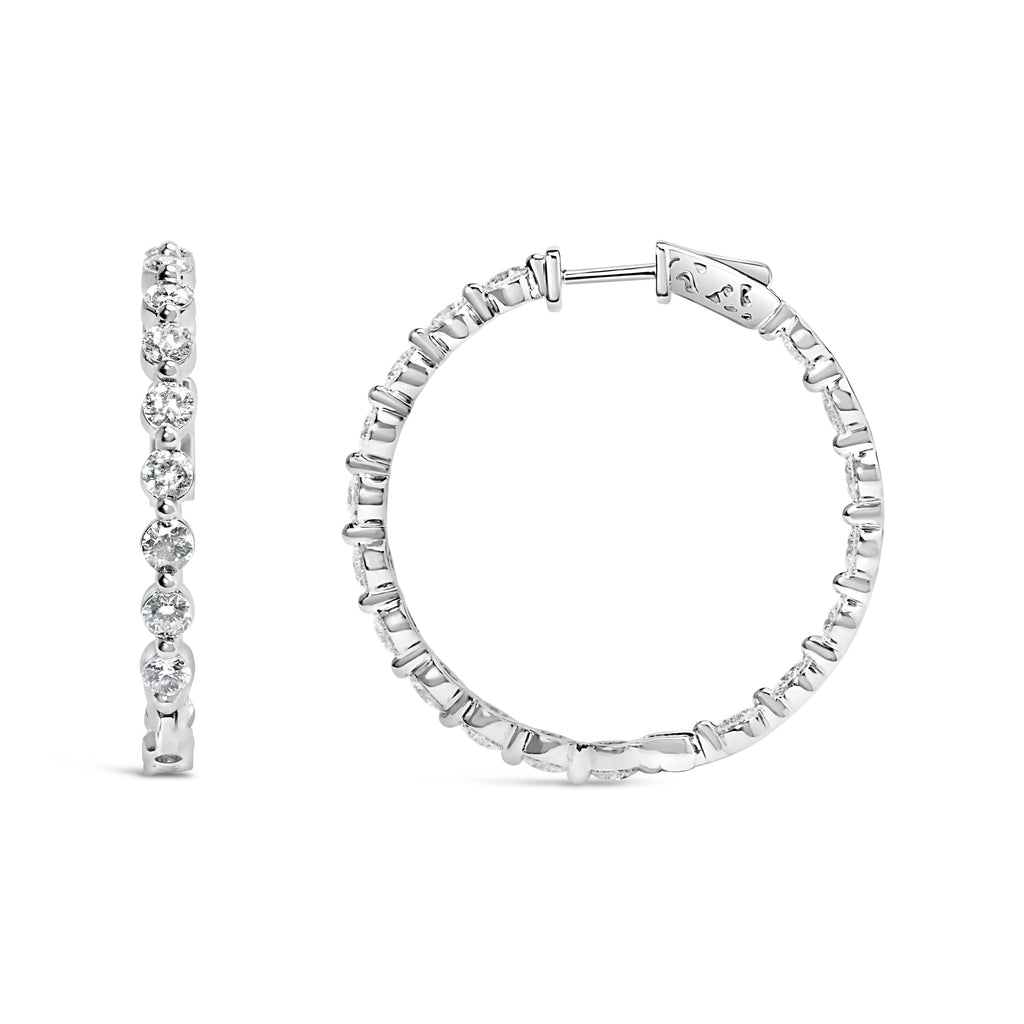 14K White Gold 5.00 Cttw Lab Grown Diamond Inside-Out Hoop Earrings