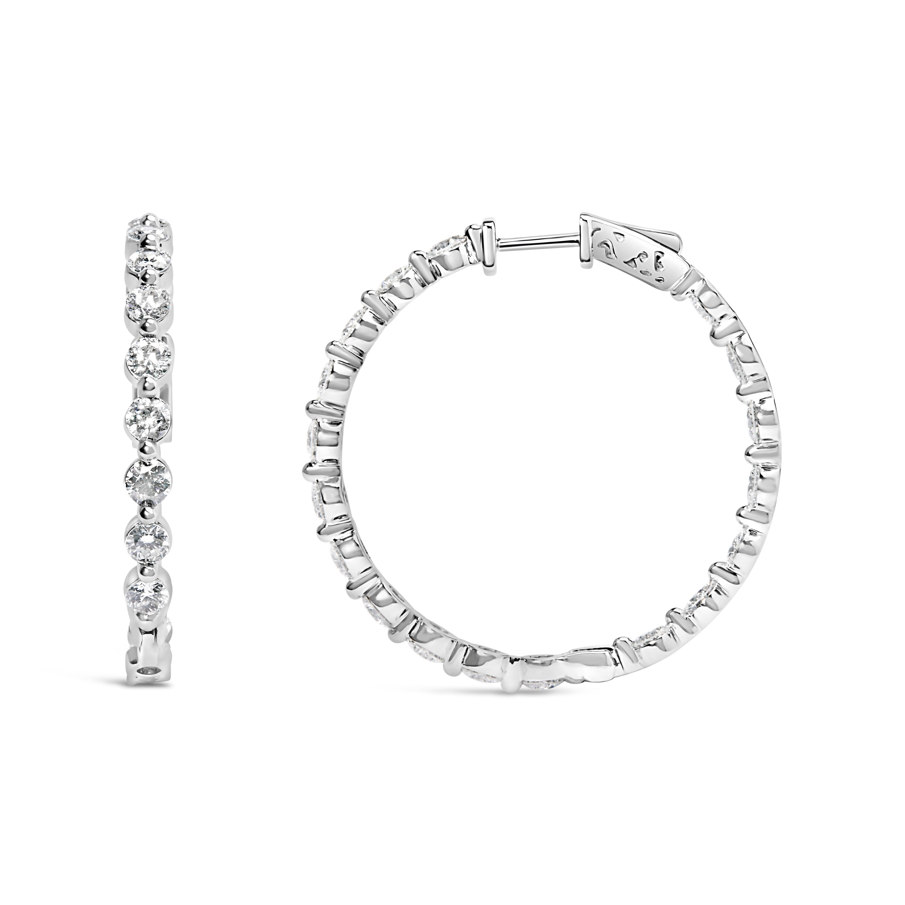 14K White Gold 5.00 Cttw Lab Grown Diamond Inside-Out Hoop Earrings