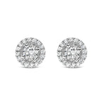 14K White Gold 3/4 Cttw Lab Grown Diamond Solitaire With Halo Stud Earrings (G-H Color, VS2-SI1 Clarity)