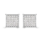 10K White Gold 3/4 Cttw Princess Diamond Composite Stud Earrings (I-J Color, I1-I2 Clarity)