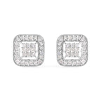 10K White Gold 5/8 Cttw Diamond Square Shaped Composite Stud Earrings (I-J Color, I1-I2 Clarity)