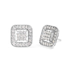 10K White Gold 5/8 Cttw Diamond Square Shaped Composite Stud Earrings (I-J Color, I1-I2 Clarity)