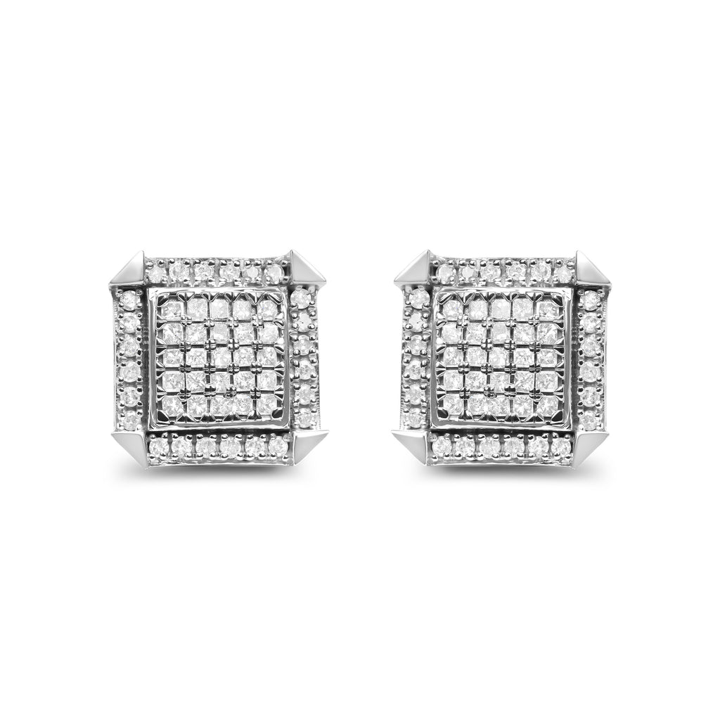 10K White Gold 1.0 Cttw Diamond Composite with Halo Stud Earrings (H-I Color, I1-I2 Clarity)