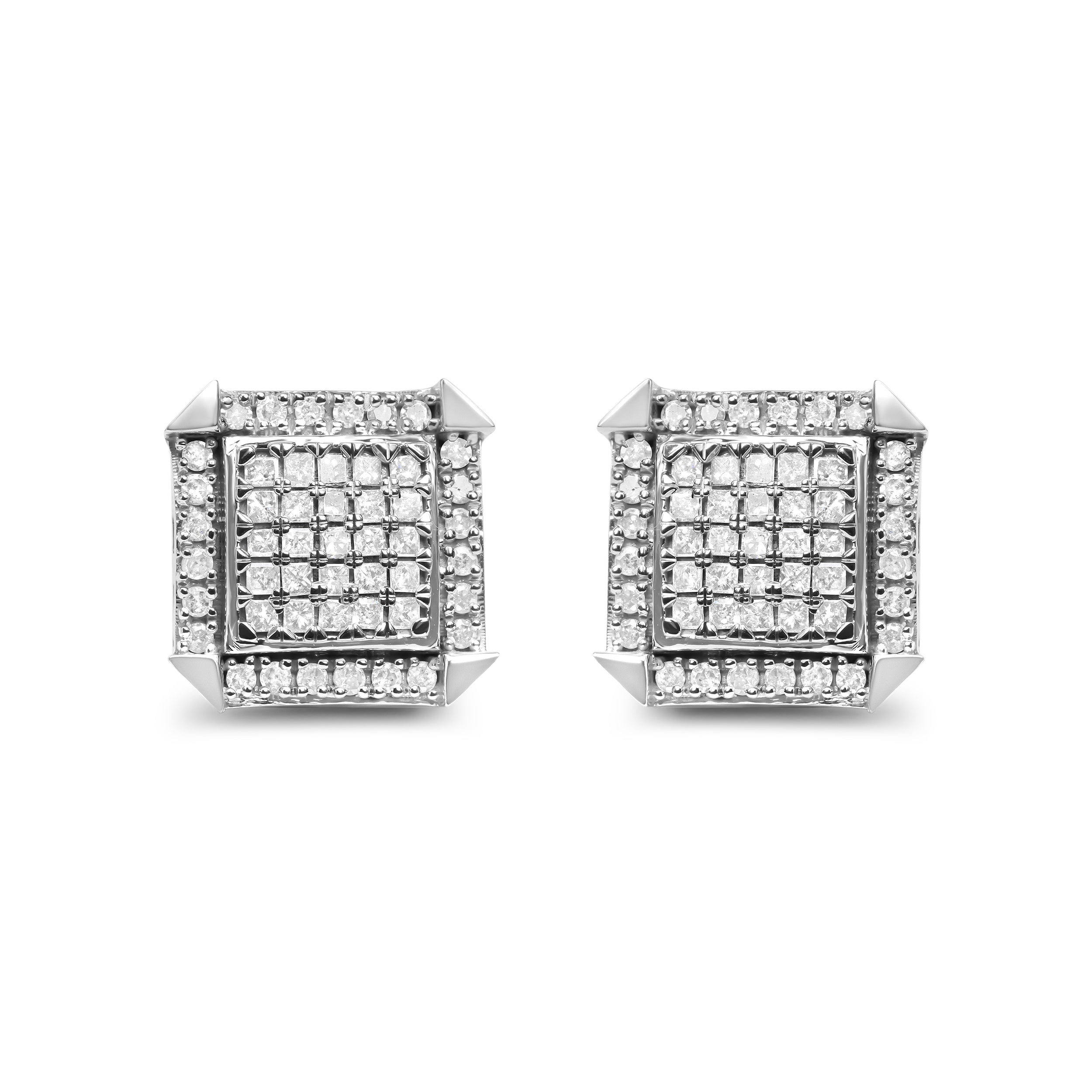 10K White Gold 1.0 Cttw Diamond Composite with Halo Stud Earrings (H-I Color, I1-I2 Clarity)