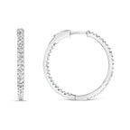 14K White Gold 1.0 Cttw Princess Diamond Inside Out Hoop Earrings (H-I Color, I1-I2 Clarity) - 23 MM