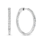 14K White Gold 1.0 Cttw Princess Diamond Inside Out Hoop Earrings (H-I Color, I1-I2 Clarity) - 23 MM