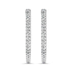 14K White Gold 1.0 Cttw Princess Diamond Inside Out Hoop Earrings (H-I Color, I1-I2 Clarity) - 23 MM