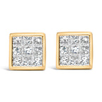14K Yellow Gold 1.0 Cttw Princess Cut Diamond Composite Stud Earrings with Screw Backs (J-K Color, SI1-SI2 Clarity)