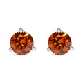 14K White Gold 1/2 Carat Total Weight Lab-Grown Round Brilliant-Cut Orange Diamond Classic 3-Prong Martini Set Stud Earrings (Orange Color, VS1-VS2 Clarity)