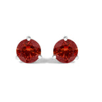 14K White Gold 3/4 Cttw Red Lab-Grown Diamond Classic 3-Prong Martini Set Solitaire Stud Earrings