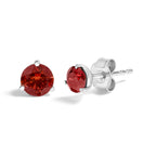 14K White Gold 3/4 Cttw Red Lab-Grown Diamond Classic 3-Prong Martini Set Solitaire Stud Earrings