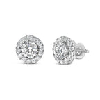14K White Gold 3.0 Cttw Lab-Grown Diamond Hidden Halo Stud Earrings