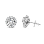 14K White Gold 3.0 Cttw Lab-Grown Diamond Hidden Halo Stud Earrings