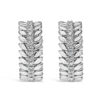14K White Gold 1/4 Carat Total Weight Lab Grown Diamond Leafy Wreath Hoop Earrings (F-G Color, VS1-VS2 Clarity)