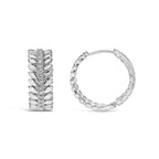 14K White Gold 1/4 Carat Total Weight Lab Grown Diamond Leafy Wreath Hoop Earrings (F-G Color, VS1-VS2 Clarity)