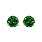 14K White Gold 1.0 Cttw 3-Prong Martini Set Lab Grown Green Diamond Solitaire Stud Earrings