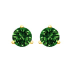 14K White Gold 1.0 Cttw 3-Prong Martini Set Lab Grown Green Diamond Solitaire Stud Earrings