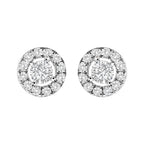 14K White Gold 3/4 Cttw Lab-Grown Diamond Floating Halo Stud Earring (F-G Color, VS1-VS2 Clarity)