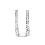 14K White Gold 2.00 Cttw Princess Diamond Inside Out Elongated Hoop Earrings