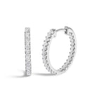 14K White Gold 2.00 Cttw Princess Diamond Inside Out Elongated Hoop Earrings