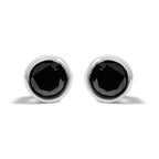 .925 Sterling Silver 4.00 Cttw Round Brilliant-Cut Black Diamond Bezel-Set Stud Earrings with Screw Backs (Fancy Color-Enhanced, I2-I3 Clarity)