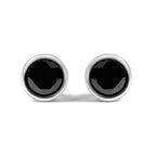 .925 Sterling Silver 4.00 Cttw Round Brilliant-Cut Black Diamond Bezel-Set Stud Earrings with Screw Backs (Fancy Color-Enhanced, I2-I3 Clarity)