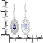 1.12 Carat Genuine Tanzanite and White Topaz .925 Sterling Silver Earrings