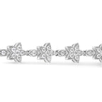 14K White Gold 1 1/5 Cttw Round Diamond Flower Blossom Link Bracelet (H-I Color, SI1-SI2 Clarity) - Size 7"