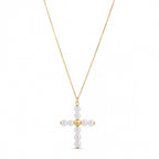 14k Yellow Gold Pearl Cross Pendant