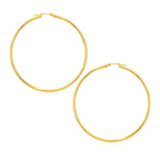 14k Yellow Gold Polished Large Round Hoop Earrings