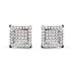 10K White Gold 1 1/4 Cttw Princess Diamond Composite Double Square and Halo Stud Earrings (I-J Color, I1-I2 Clarity)