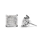 10K White Gold 1 1/4 Cttw Princess Diamond Composite Double Square and Halo Stud Earrings (I-J Color, I1-I2 Clarity)