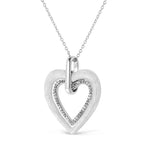 .925 Sterling Silver Prong-Set Diamond Accent Double Heart 18" Pendant Necklace (I-J Color, I1-I2 Clarity)