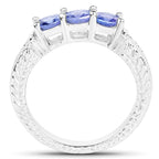 1.11 Carat Genuine Tanzanite .925 Sterling Silver Ring