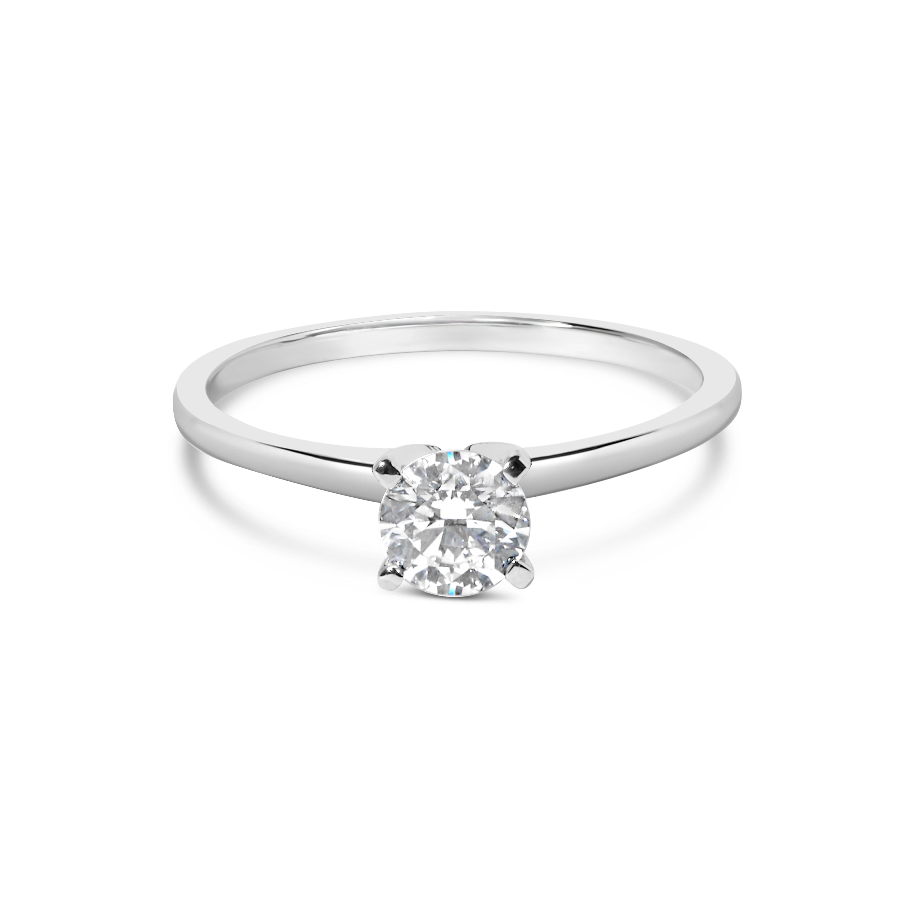 14K White Gold 1/2 Cttw Round Lab Grown Diamond 4 Prong Solitaire Engagement Ring (F-G Color, VS2-SI1 Clarity) - Size 7