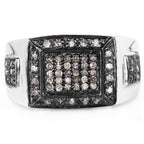 0.52 Carat Genuine Champagne Diamond .925 Sterling Silver Ring