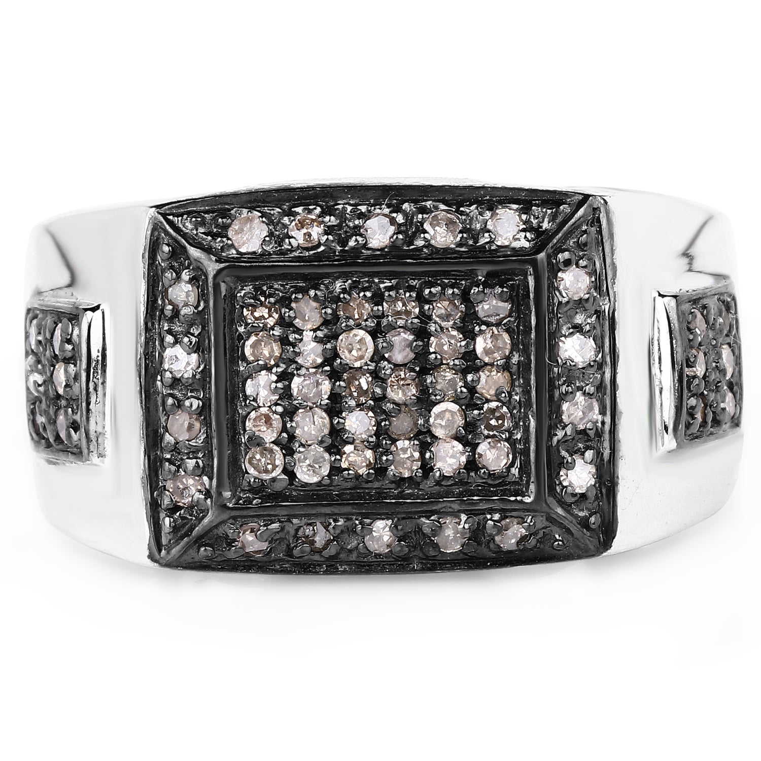 0.52 Carat Genuine Champagne Diamond .925 Sterling Silver Ring