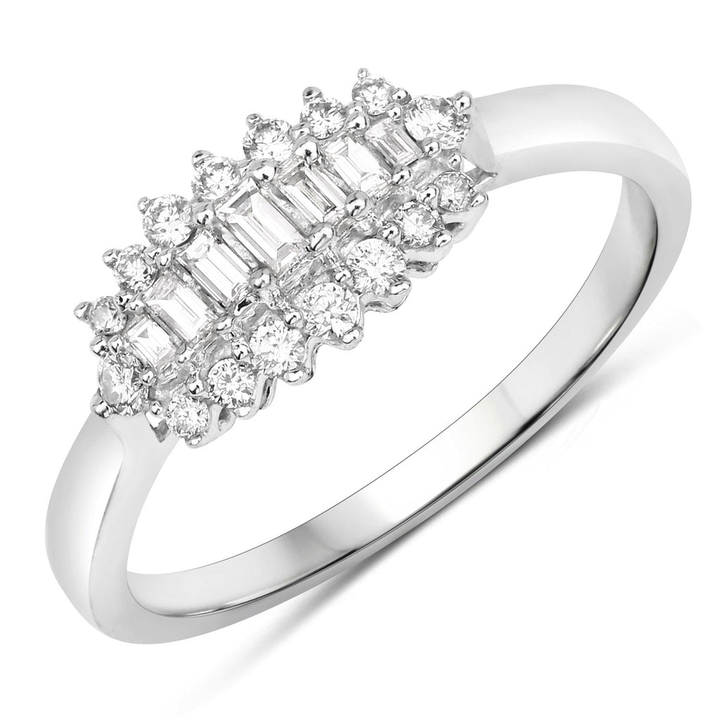 0.37 Carat Genuine White Diamond 14K White Gold Ring (E-F Color, VS-SI Clarity)