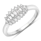 0.37 Carat Genuine White Diamond 14K White Gold Ring (E-F Color, VS-SI Clarity)