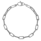 14k White Gold Diamond Paperclip Chain Bracelet (4.00 mm)