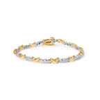 10K Two-Tone Gold 1/2 Cttw Diamond Alternating 3-Stone and X-Link 7" Bracelet (I-J Color, I2-I3 Clarity)