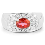 1.37 Carat Genuine Pink Topaz and White Cubic Zirconia .925 Sterling Silver Ring