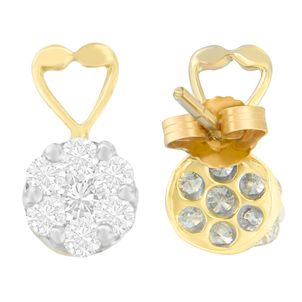 14K Yellow Gold 1 ct. TDW Round-cut Diamond Earrings (I-J,SI2-I1)