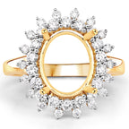 0.79 Carat Genuine White Diamond 14K Yellow Gold Semi Mount Ring - holds 11x9mm Oval Gemstone